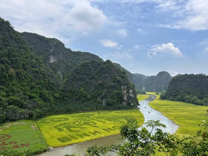 Rice fields and the river at Tam Coc, seen from the top of Mua Cave, Ninh Binh